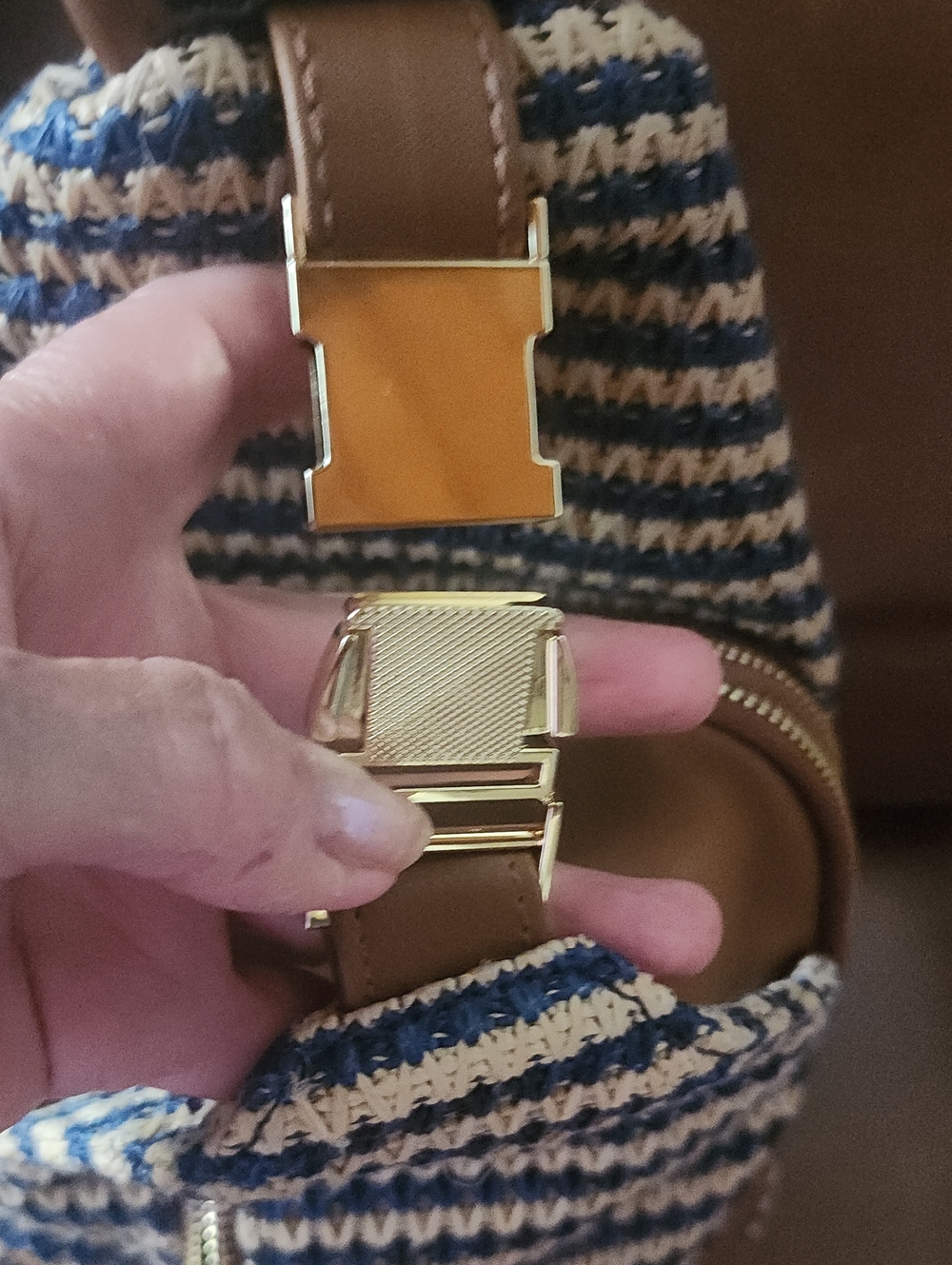 Blue and Brown Mini Woven Slingbag - Picture 5 of 8